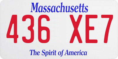 MA license plate 436XE7
