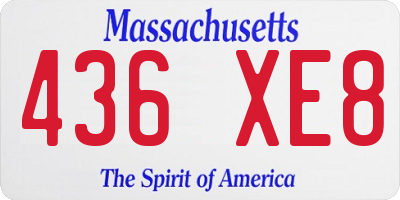 MA license plate 436XE8