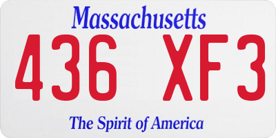 MA license plate 436XF3