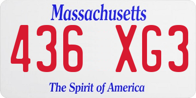 MA license plate 436XG3
