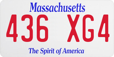 MA license plate 436XG4