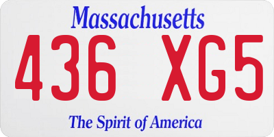 MA license plate 436XG5