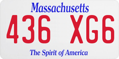 MA license plate 436XG6