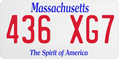 MA license plate 436XG7