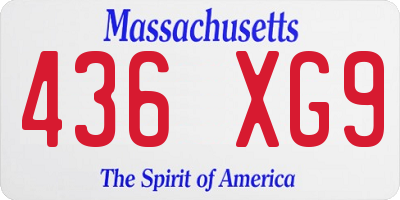 MA license plate 436XG9
