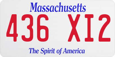 MA license plate 436XI2