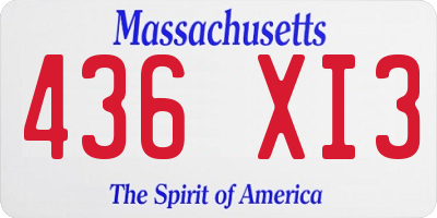 MA license plate 436XI3