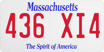 MA license plate 436XI4