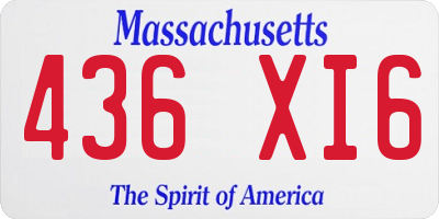 MA license plate 436XI6