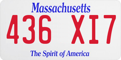 MA license plate 436XI7