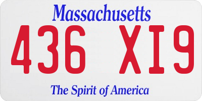 MA license plate 436XI9