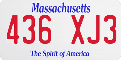 MA license plate 436XJ3