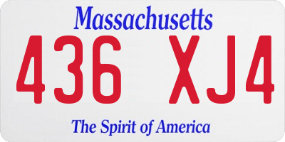 MA license plate 436XJ4