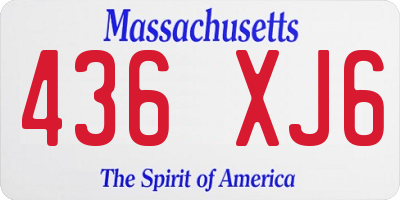 MA license plate 436XJ6