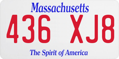MA license plate 436XJ8
