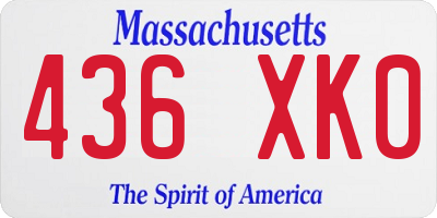 MA license plate 436XK0