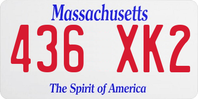 MA license plate 436XK2