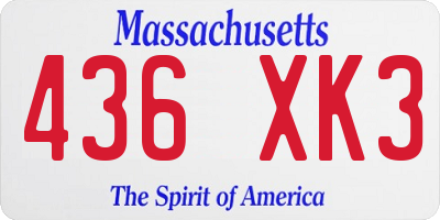 MA license plate 436XK3