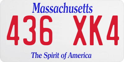 MA license plate 436XK4