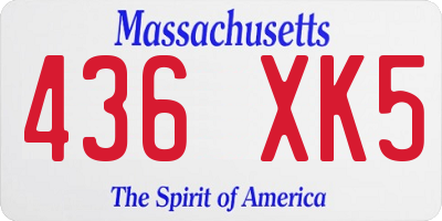 MA license plate 436XK5