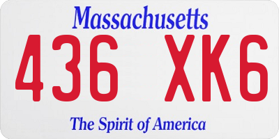 MA license plate 436XK6