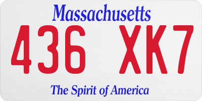 MA license plate 436XK7