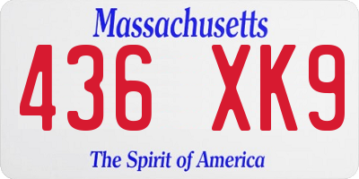 MA license plate 436XK9