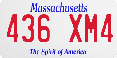 MA license plate 436XM4