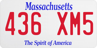 MA license plate 436XM5