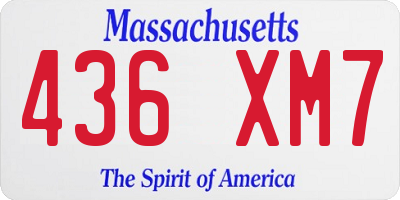 MA license plate 436XM7