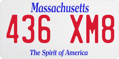 MA license plate 436XM8