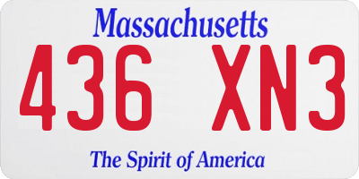 MA license plate 436XN3
