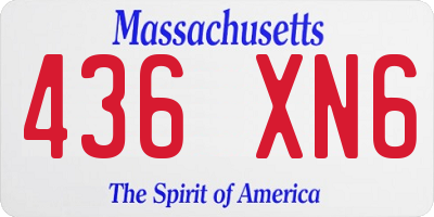 MA license plate 436XN6