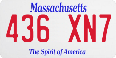 MA license plate 436XN7