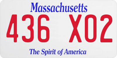 MA license plate 436XO2