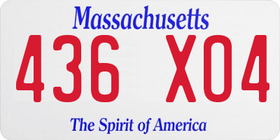 MA license plate 436XO4