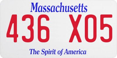MA license plate 436XO5