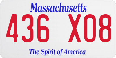 MA license plate 436XO8