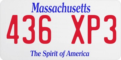 MA license plate 436XP3