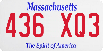 MA license plate 436XQ3