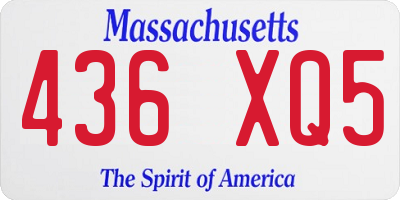 MA license plate 436XQ5