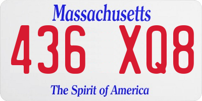 MA license plate 436XQ8
