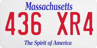 MA license plate 436XR4