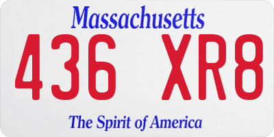 MA license plate 436XR8