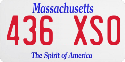 MA license plate 436XS0