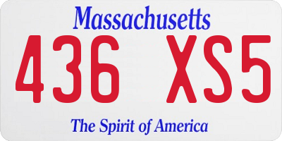 MA license plate 436XS5