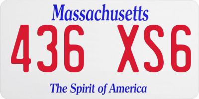 MA license plate 436XS6