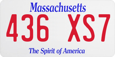 MA license plate 436XS7