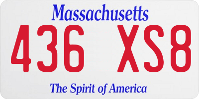MA license plate 436XS8