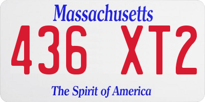 MA license plate 436XT2